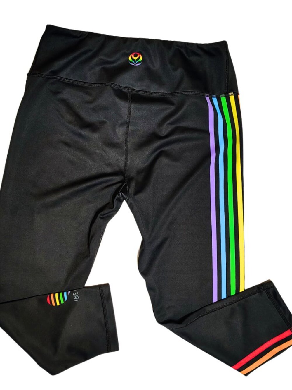 Miami Fitwear Love is Love Rainbow Stripe Leggings Large Capri - Picture 4 of 6